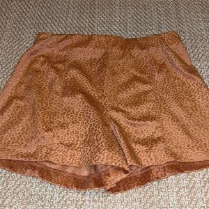 Bronze velvet cheetah print shorts